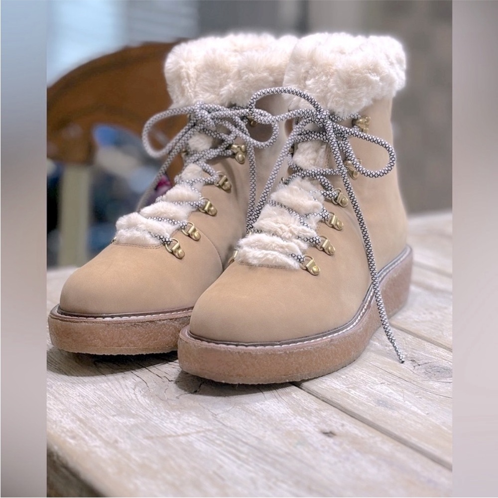 J.Crew Lace-Up Fur Lined Hiking Boots. Women's Sz. 12 Warm | Neutral | Cozy NWOT - Picture 11 of 11